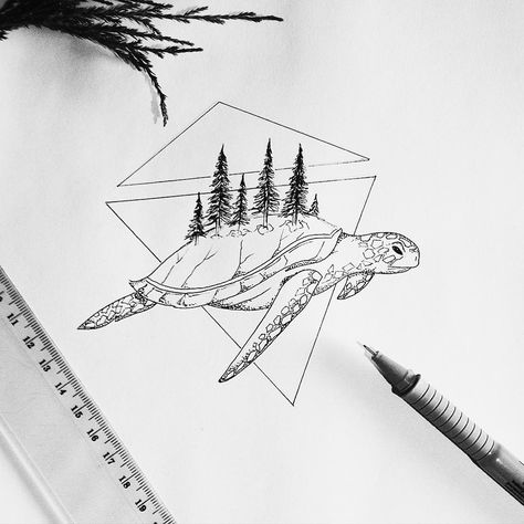 This.. with a galaxy outside of the triangles maybe.... Unique Sea Turtle Tattoo, Space Turtle Tattoo, Turtle Tattoo Minimalist, Geometric Turtle Tattoo, Watercolour Waterfall, Turtle Geometric, Turtle Monster, Turtle Tattoo Ideas, Turtle Illustration