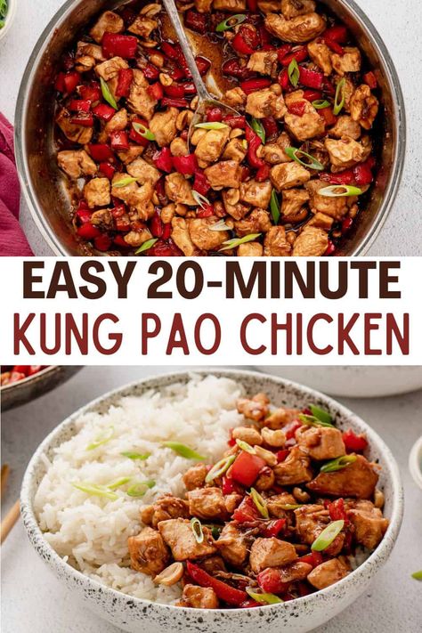 This kung pao chicken recipe is our favorite trustworthy and time-tested stir-fry dish. With the irresistible flavors of the kung pao sauce, this meal is on regular rotation in our home! King Pao Chicken Recipe, King Pao Chicken, Kung Pao Sauce, Kung Pao Chicken Recipe, Celery Recipes, Stir Fry Dishes, Chinese Chicken, Chicken Main Dishes, Chinese Cooking