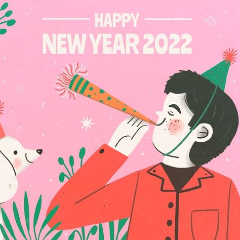 New Year’s Eve Illustration, New Years Illustration Art, New Year Illustration 2024, Happy New Year Illustration Design, Creative New Year Post, New Year Poster Design Ideas, New Years Eve Illustration, New Year Illustration Design, Happy New Year Graphic Design