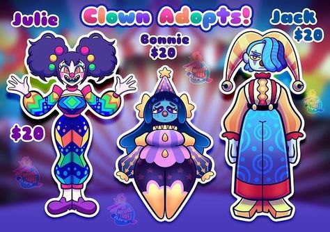 ⚠️ALL HAVE BEEN ADOPTED!⚠️ Keeping it up only for the art! 💖🌈⭐️Clown Adopts!⭐️🌈💖 #adoptables #clown #adopts | Instagram Cute Clown, Character Sketch, Cute Art Styles, Drawing Reference Poses, Cute Characters, Cute Doodles, Cartoon Art Styles, Character Design Inspiration, Drawing Inspiration