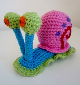 Crochet Gary the Snail from SpongeBob SquarePants Crochet Gary The Snail, Gary The Snail From Spongebob, Crochet Spongebob, Crochet Ocean, Gary The Snail, Crochet Snail, Crochet Outfits, Spongebob Birthday, Craft Crochet