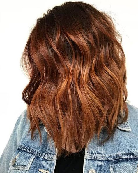 Medium Length Ash Caramel Burnished Waves Medium Length Auburn Hair, Auburn Hair Ideas, Balayage Auburn, Elegance Hair, Auburn Balayage, Maroon Hair, Sweet Hairstyles, 50 Hair, Caramel Highlights