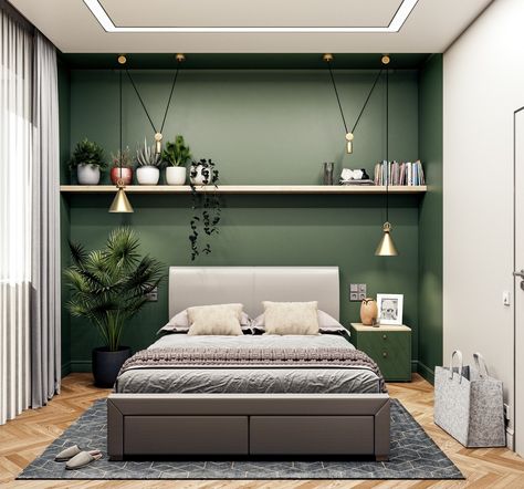 51 Green Bedrooms With Tips And Accessories To Help You Design Yours Light Green Rooms, Olive Green Bedrooms, Mint Bedroom, Green Bedroom Walls, Green Bedroom Design, Green Bedroom Decor, Sage Green Bedroom, Green Bedroom, Green Walls