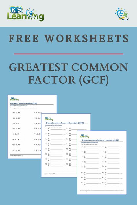 Understanding the Greatest Common Factor can be helpful when working with fractions, simplifying fractions, or solving problems that involve finding the largest common divisor between numbers. #k5 #math #GCF #grade6 #printables #free #worksheet #K5Learning Factor Worksheet For Class 4, Grade 4 Maths Worksheets Fractions, Proper And Improper Fractions Worksheets, Grade 5 Math Worksheets Fractions, Greatest Common Factor Worksheet, Simplifying Fractions Worksheet, Greatest Common Factors, Simplifying Fractions, Common Factors