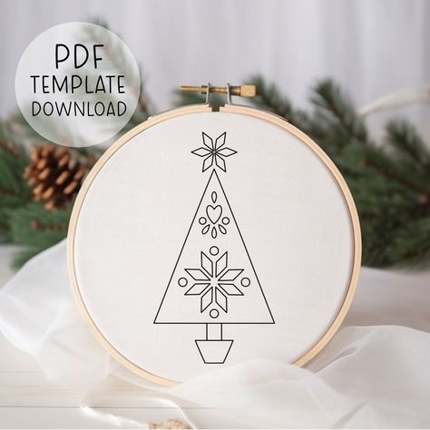 Scandinavian Christmas Tree Embroidery Pattern Download, Scandi Christmas Decor, Nordic Embroidery Pattern, Handmade Christmas Crafts Scandi Embroidery Christmas, Nordic Embroidery, Scandi Christmas Decor, Tree Embroidery Pattern, Scandinavian Christmas Tree, Scandi Christmas Decorations, Scandinavian Christmas Trees, Christmas Tree Embroidery, Tree Embroidery