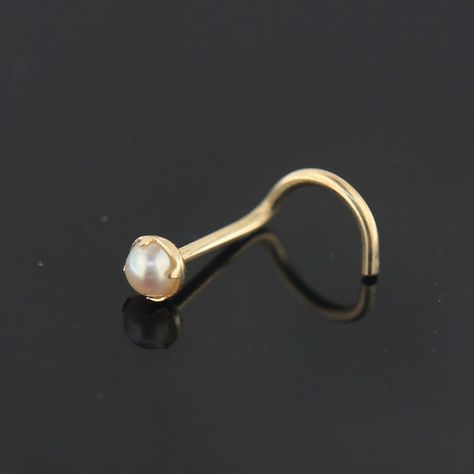 Pearl Nose Piercing, Elegant Gold Nose Studs For Wedding, Gold Nose Studs For Wedding, Pearl Belly Button Piercing, Pearl Nose Stud, Pearl Nose Pin Gold, Corkscrew Nose Ring, Gold Nose Ring Stud, Nose Bone Stud