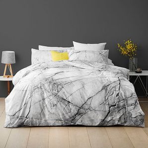 The neutral tones of our Marble Quilt Cover Set will bring an air of style and sophistication to your bedroom.180 thread count polyester cotton.Single... Marble Bedroom, Marble Room, Target Home Decor, Bedding Accessories, Marble Pattern, Dream Bedroom, My New Room, Quilt Cover, Apartment Living