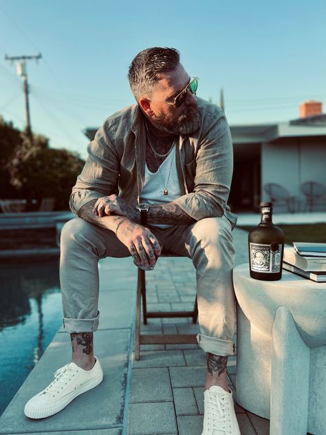 Luke Wessman, Backyard Vibes, Artist Fashion, Style Goals, Artist Style, Tattoo Artist, Tattoo Artists, Rum, Portrait Photography