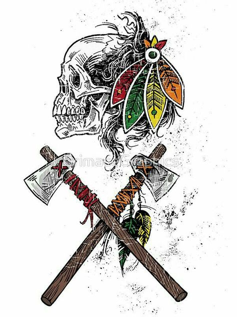 Chicago Sports Tattoo, Blackhawks Tattoo, Hockey Stick Crafts, Chicago Blackhawks Logo, Blackhawks Logo, Cubs Tattoo, Tats Ideas, Gym Wall Art, Native American Feathers