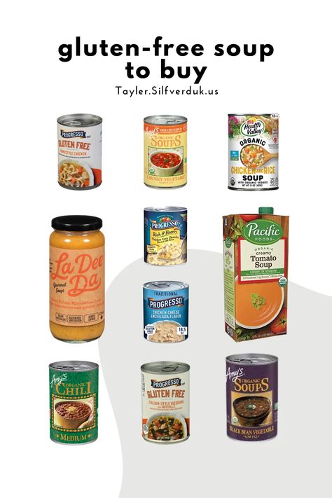 Gluten-Free Soups to Buy - Tayler Silfverduk - Celiac Dietitian Gluten Free Dairy Free Recipes Dinner, Gluten Free Fast Food, Celiac Diet, Gluten Free Soup Recipes Glutenfree, Gluten Free Food List, Gluten Free Diet Recipes, Gluten Free Info, Gluten Free Brands, Gluten Free Living