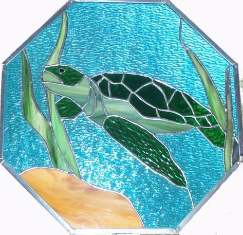 Painting Sea Turtles, Stained Glass Turtle, Turtle Mosaic, Prairie Sunset, Glass Turtle, Stained Glass Patterns Free, Stained Glass Birds, Glass Art Projects, Turtle Pattern