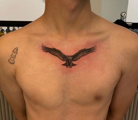 Tatoos Eagle Men, Falcon Chest Tattoo, Eagal Tattoos, Eagle Tattoo On Neck, Small Eagle Tattoo Men, Eagle Tattoo Neck, Middle Chest Tattoo Men, Hawk Tattoo Men, Peck Tattoos For Men