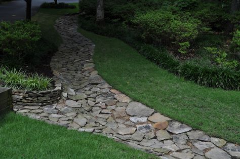 Attractive Drainage Swale Sloped Backyard Drainage Ideas, Backyard Drainage Ideas, Swale Drainage, Drainage Ideas, Landscape Drainage, Backyard Drainage, Drainage Ditch, Yard Drainage, Sloped Backyard