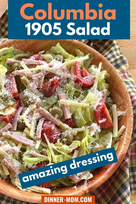 Make the original Columbia 1905 Salad and dressing recipe at home! You don't have to visit the restaurant to enjoy this hearty chef's salad with a zesty garlic vinaigrette. It's easy to make and low-carb too! 1905 Columbia Salad, The Columbia 1905 Salad, Columbia 1905 Salad Recipe, Meat Salads Cold, Carrabas Salad Dressing, Columbia Restaurant 1905 Salad, 1905 Salad Dressing, Colombian Salad, 1905 Salad Recipe Columbia