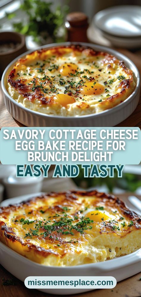 Elevate your brunch game with this Savory Cottage Cheese Egg Bake Recipe! This delightful dish combines eggs, creamy cottage cheese, and a medley of fresh vegetables, resulting in a flavorful and nutritious meal. Perfect for gatherings, this egg bake can be prepped ahead of time and served warm or at room temperature. Transform your brunch table with this versatile recipe, easily adaptable to suit your taste preferences. Your friends and family will love this healthy addition to any meal! Bake Cottage Cheese Eggs, Healthy Easy Egg Breakfast, Blueberry Egg Bake, Baked Cottage Eggs, Optavia Brunch Recipes, Goat Cheese Egg Bake, Eggs Brunch Recipes, Chicken Bacon Club Cottage Cheese Bowl, Egg Bites Recipe Cottage Cheese