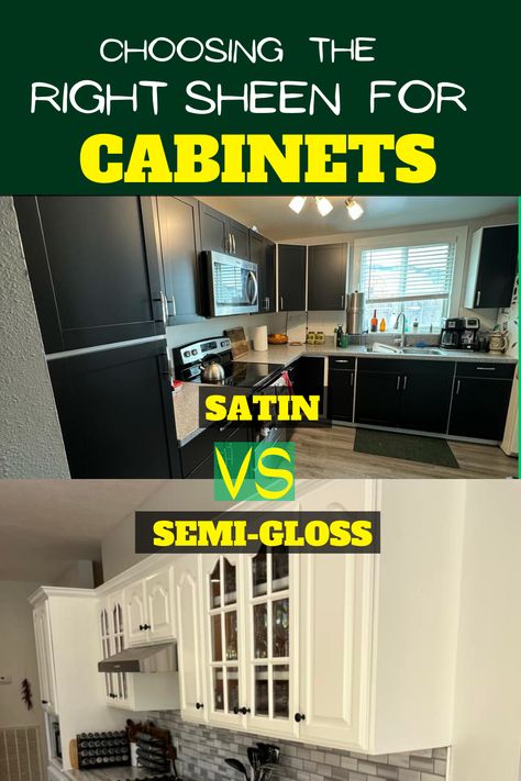 Optimize your cabinets with the right paint sheen! Explore the qualities of satin and semi-gloss finishes to enhance your kitchen or bathroom. Make an informed decision for a stylish makeover. Best Sheen For Kitchen Cabinets, Satin Finish Cabinets, Kitchen Cabinet Paint Sheen, What Sheen For Kitchen Cabinets, Satin Vs Semi Gloss Kitchen Cabinets, Cabinet Paint Sheen, Semi Gloss Kitchen Cabinets, Decorative Paint Finishes, Best Paint For Kitchen