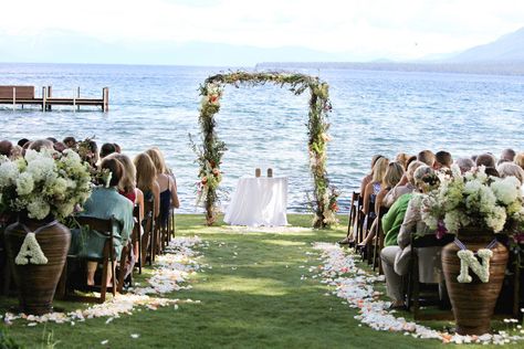 waterfront wedding Wedding Ceremony Ideas, Lake Tahoe California, Wedding Beach Ceremony, Lakeside Wedding, Lake Tahoe Weddings, Waterfront Wedding, Beach Ceremony, Tahoe Wedding, Lake Wedding