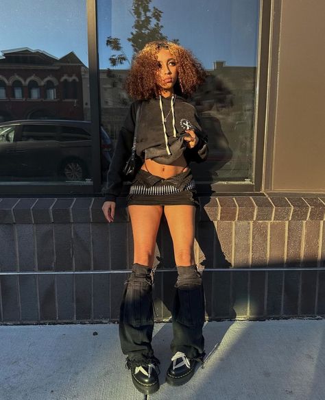 Opiumcore Outfits Black Women, Lucki Concert Fit, Street Style Outfits Casual, Outfits Black Women, Pretty Dark Skin, Punk Style Outfits, Rockstar Aesthetic, Fasion Outfits, Dressy Fashion