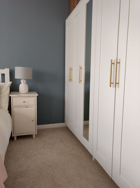 Room Reveal: Masterbed and an awesome Ikea hack to luxe things up a bit – Style your heart out Ikea Brimnes Wardrobe, Brimnes Wardrobe, Ikea Wardrobe, Ikea Closet, Closet Hacks, Wardrobe Door Designs, Ikea Bedroom, Rooms Reveal, Wardrobe Doors