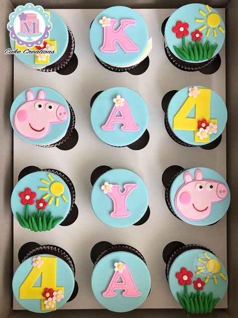 Peppa Cupcakes, Peppa Pig Fondant, Pug Cupcakes, Peppa Pig Happy Birthday, Peppa Pig Cupcakes, Peppa Pig Birthday Party Decorations, Toddler Muffins, Pig Cupcakes, Peppa Pig Birthday Cake