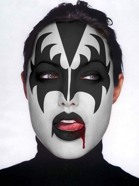 Angelina Jolie Kiss Face Paint, Kiss Band Makeup, Angelina Jolie Kiss, Batman Makeup, Sorceress Art, Kiss Artwork, Kiss Music, High Definition Wallpapers, Kiss Face