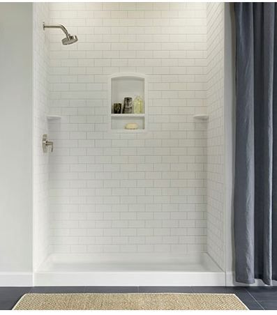 the return of subway tile, bathroom ideas, tiling Shower Wall Kits, Subway Tile Showers, Shower Wall Tile, Shower Wall Panels, Shower Pan, Shower Surround, Bathroom Renos, Shower Remodel, Shower Stall