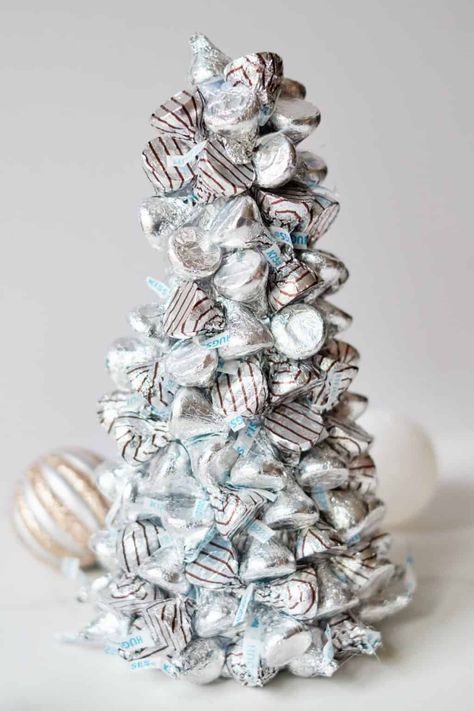 Diy Hershey Kiss Christmas Tree, Hersheys Kisses Christmas Tree, Hershey Kiss Tree, Hershey Kiss Christmas Tree, Kisses Christmas Tree, Hershey Kisses Christmas Tree, Hershey Kisses Gifts, Hershey Kisses Crafts, Ward Activities