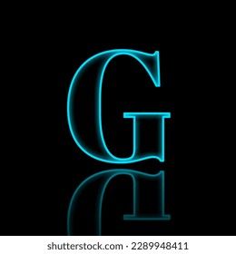 Alphabet letter G design,Neon glowing G design Letter G Design, G Design, Neon Glow, Letter G, Alphabet Letters, Lettering Alphabet, Blue Glass, Glass Collection, Stock Illustration