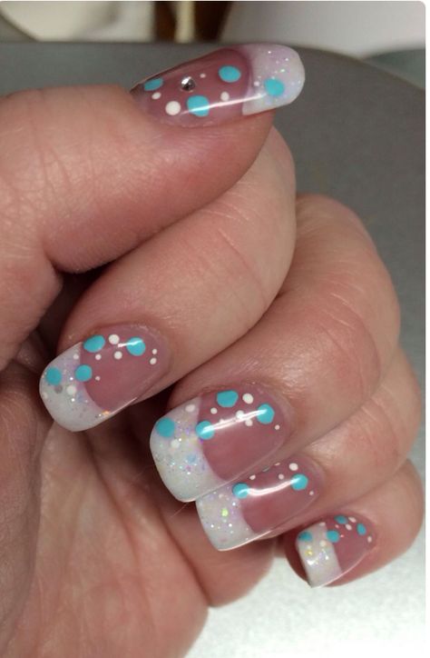 Cute Acrylic Nails For Wedding Guest, Fun French Tip, Fingernail Designs, Polka Dot Nails, Dots Nails, Acrylic Nail Art, Fancy Nails, French Tip Nails, Red Dots