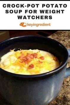 Weight Watchers Crock Pot Recipes, Slow Cooker Potato Soup, Slow Cooker Potatoes, Fitness Meals, Crock Pot Potatoes, Potato Soup Crock Pot, Weight Watchers Soup, Weight Watchers Recipes Desserts, Weight Watcher Dinners