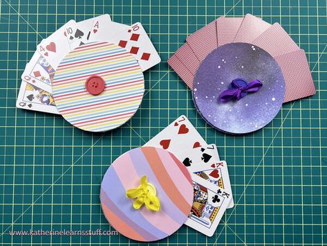 No-sew Playing Card Holder Diy Card Holder For Kids, Board Game Crafts, Religious Christmas Crafts, Craft Paper Design, Kids Christmas Coloring Pages, Diy Playing Cards, Soda Can Crafts, Playing Card Holder, Halloween Decorations For Kids