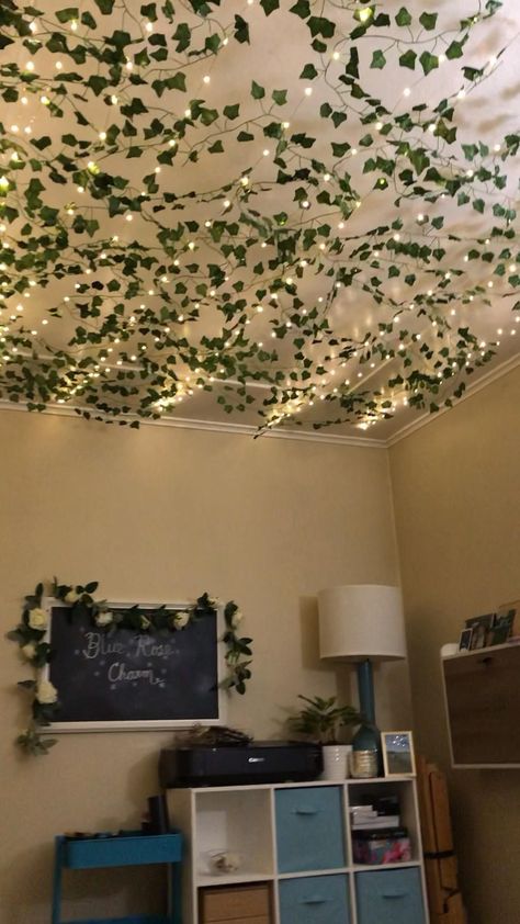 Paint One Wall, Room Decor Ceiling, Studio Ceiling, Hanging Ivy, Fairy Lights Bedroom, Themed Decorations, Room Redesign, Pinterest Room Decor, Stereo System