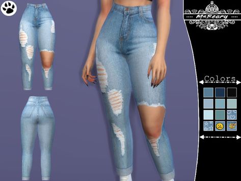 MsBeary's High-waisted Ripped Jeans Sims Dress, High Waisted Ripped Jeans, Intimo Calvin Klein, Pelo Sims, Sims 4 Game Mods, Sims 4 Cc Folder, Sims 4 Teen, Sims 4 Dresses, Sims 4 Characters