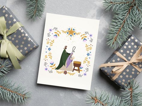 Printable Nativity Art Christmas Decor Nativity Scene | Nativity Print | Nativity Wall Art | Christmas Printable Wall Art | Instant Download by ComeFollowMePrint on Etsy Nativity Wall Art, Nativity Scene Art, Christmas Decor Nativity, Printable Nativity, Nativity Art, Christmas Printable Art, Xmas Baubles, Christmas Party Shirts, Cowboy Christmas