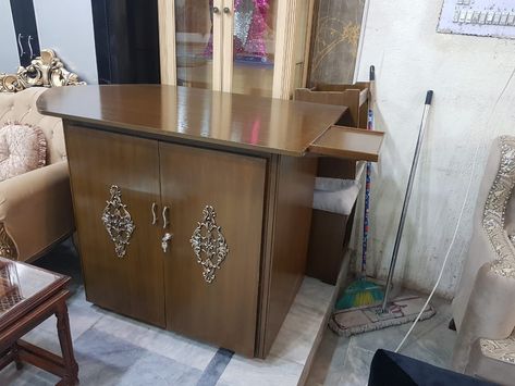 Iron table design with storage Press Table Designs Wooden, Iron Table Design, Iron Stand, Counter Design, Iron Table, Office Interior, How To Iron Clothes, Stand Design, Office Interior Design