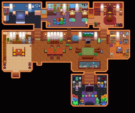 Stardew Valley Vanilla, Vanilla Interior, Stardew Design, Stardew Valley House Interior, Stardew House, Stardew Valley House, Valley House, Stardew Valley Layout, Stardew Valley Tips