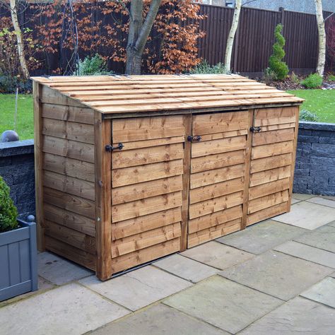 Triple Bin Store, Triple Wheelie Bin Storage, Wheelie Bin Storage, Wooden Garden Storage, Bin Shed, Outdoor Garden Storage, Diy Pallet Couch, Bin Storage, Bin Store