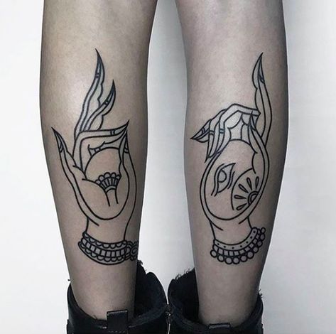 CafeMom.com : Buddhist leanings. : 50 Empowering & Beautifully Meaningful Tattoos -- These Buddhist hand gestures symbolize a state of mind and being fearless. Spirit Animal Tattoo, Symbols Of Strength Tattoos, Empowering Tattoos, Buddhist Tattoo, Tattoo Schrift, Strength Tattoo, Cute Tattoos For Women, Tattoo Designs And Meanings, Pattern Tattoo