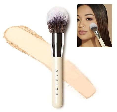 Amazon.com: HALEYS Brilliant Powder Brush, Soft, Streak-free, Perfect Blending, Buff, Blurs, Smooths, Control, Precision, Complexion tools, For powder, setting powder, blush, Vegan, Cruelty-free, Sustainable Wood : Beauty & Personal Care Setting Powder Brush, Powder Setting, Powder Blush, Setting Powder, Powder Brush, Blur, Blending, Cruelty Free, Beauty And Personal Care