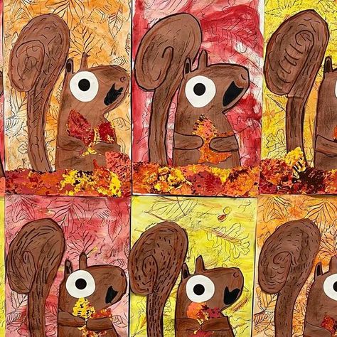 Fall Art Ideas For Kindergarten, Fall Ideas Kindergarten, Squirrel Kindergarten Activities, Squirrel Directed Drawing For Kids, Squrriel Craft, Autumn Art Kindergarten, Fall Art 2nd Grade, Fall Animal Art Projects For Kids, Fall Art Elementary School