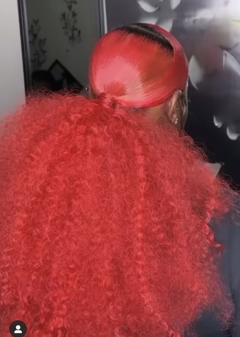 Curly Ponytail Weave, Red Hair Ponytail, Black Girls Red Hair, Red Weave Hairstyles, Lace Wigs Styles, Slick Ponytail, Slicked Back Ponytail, Natural Hair Bun Styles, Girl Hair Colors