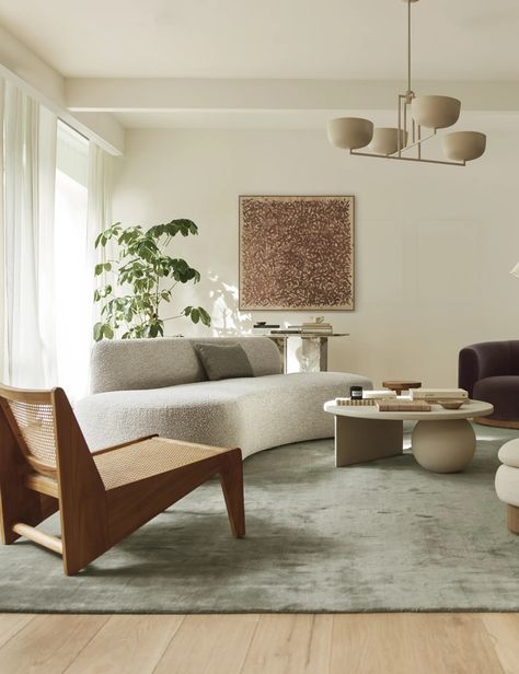 March 2024 Catalog Rugs In Living Room White Couch, Mid Century Modern Living Room Cb2, Cb2 Living Room Inspiration, Minimalist Living Room Gray Couch, Minimalistic Living Room Ideas, Cb2 Living Room, Japandi Living Room Design, Furniture Remodel, Japandi Living Room