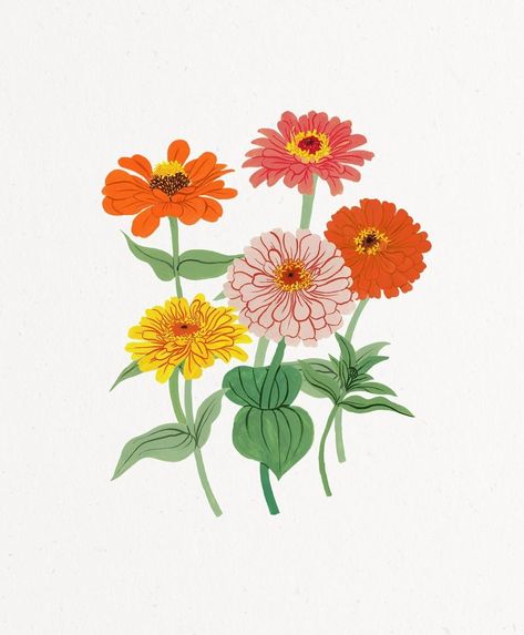 Botanica Paper Co. (@botanicapaperco) • Instagram photos and videos Zinnia Illustration, Botanical Photos, Floral Sketches, Flower Letter, Flower Letters, October 19, Fashion Design Drawings, Neutral Wall Art, Plant Art