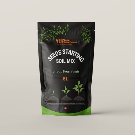 Package Design(SOIL MIX) Soil Packaging Design, Gardening Packaging, Soil Packaging, Lavender Epsom Salt, Agriculture Design, Delta Dawn, Seed Starting Soil, Oil Packaging, Urban Farmer