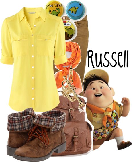 "Russell" by jami1990 ❤ liked on Polyvore Russell Disneybound, Disney Bonding, Camp Costume, Disneyland Disneybound, Disney Bound Outfits Casual, Disney Gear, Disney Trip Outfits, Disney Themed Outfits, Disney Presents