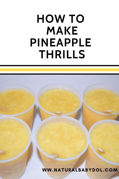 HOW TO MAKE PINEAPPLE THRILLS - Naturalbabydol Thrill Popsicle Recipe, Dole Pineapple Juice, Ice Pop Recipes, Summertime Snacks, Hawaiian Bbq, Freeze Pops, Plant Based Snacks, Ice Cup, House Keeping