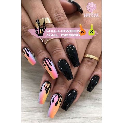 Simple Goth Nail Designs, Drip Nails Design, Black Colorful Nails, Harry Potter Acrylic Nails, Dripping Nails, Pastel Goth Nails, Harry Potter Nails Designs, Nagellack Trends, Drip Nails