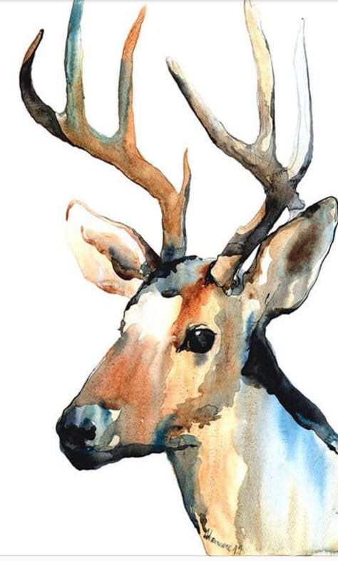 Reindeer Watercolor, Akvarel Illustration, Core Wallpaper, 수채화 그림, Tableau Art, Wall Art For Living Room, Art For Living Room, A Deer, Watercolor Walls