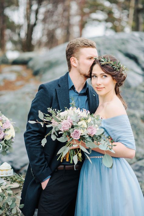 A gorgeous, intimate Finnish wedding by the sea in Pantone's color of the year Serenity by Camilla Bloom Finnish Wedding, Non White Wedding Dresses, Wiccan Wedding, Scandinavian Wedding, Wedding By The Sea, Plus Wedding Dresses, Nautical Inspiration, Boda Ideas, Preowned Wedding Dresses