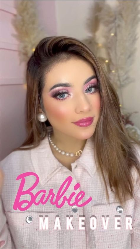 Barbie Eye Makeup Tutorial, Barbie Makeup Ideas, Basic Makeup Products, Barbie Makeup Look, College Makeup, Makeup Morphe, Barbie Makeup, Barbie Costume, Video Tiktok